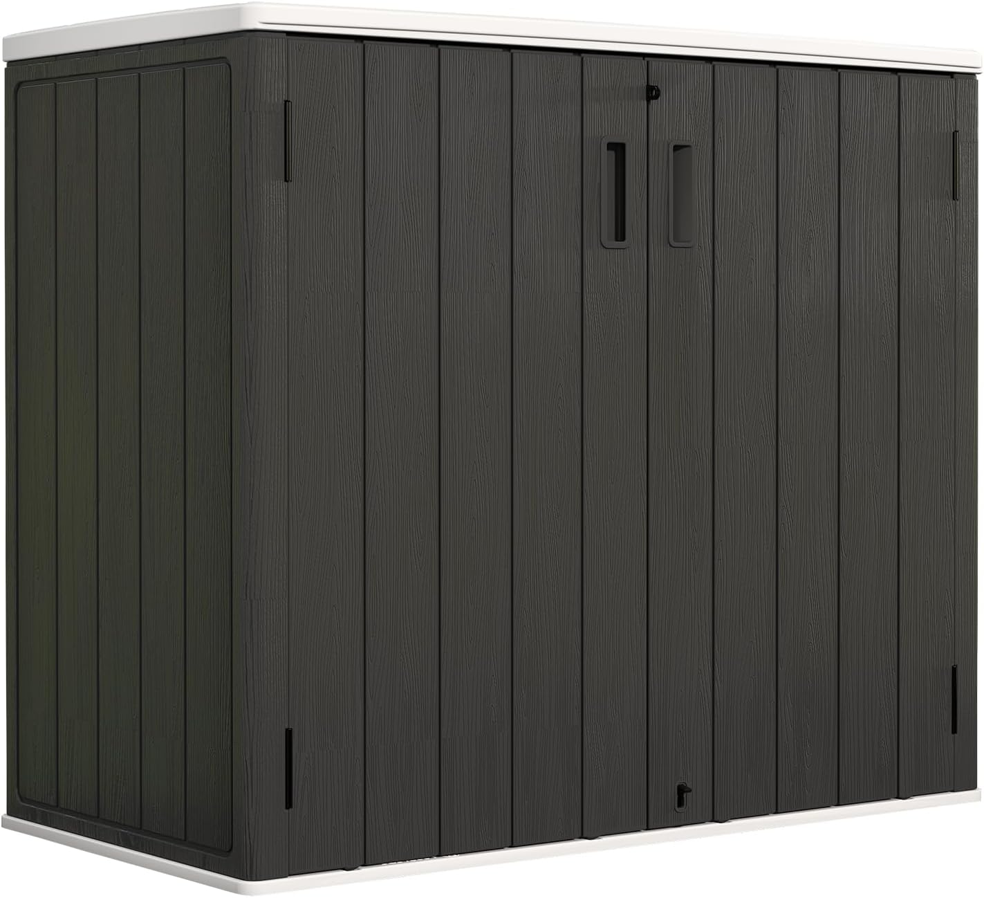 ZZM 37 Cu.ft Outdoor Storage Shed with Floor HDPE Double-Wall Resin Sheds Outdoor Storage, Lockable Weatherproof Storage Cabinet Fit for Garden Tools, Garage can, Bike, Patio Furniture, Black