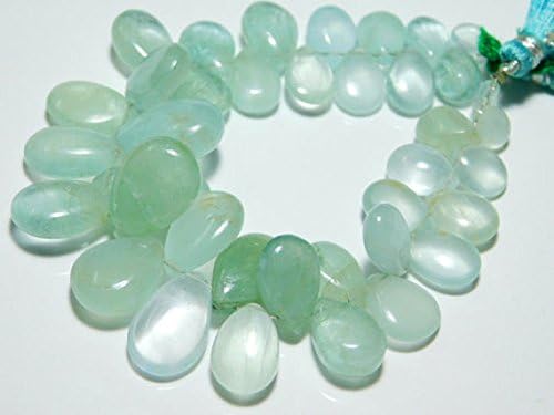13 inch Natural Beads Strand of 8x6-16x10mm Smooth Teardrop Aquamarine Gemstone briolletes Beads for DIY Jewelry - Necklace, Bracelet, Earring, Ring.