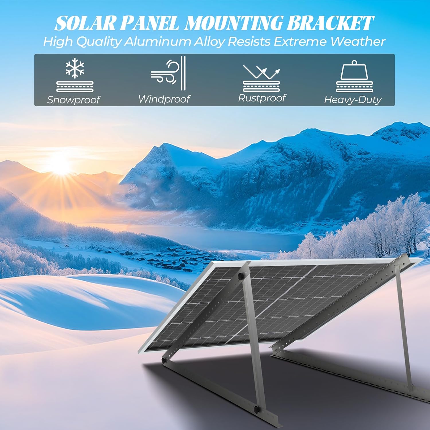 2 Sets Solar Panel Mount Brackets, 45inch Solar Panel Stands for Ground Roof RV Boat Off-Grid Camper, 0 to 90° Adjustable Photovoltaics Mounting Kit with Foldable Tilt Legs, for 2-4pcs 150-600 Watt