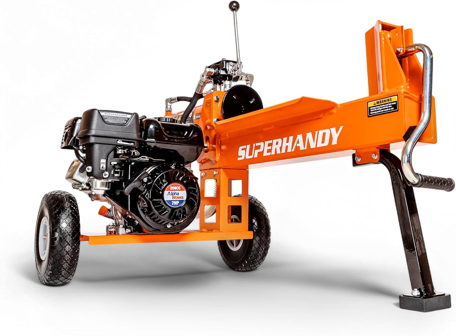 SuperHandy Log Splitter Portable 20 Ton Rapid Auto Return Ram System Bucher Gear Pump 7HP Engine Horizontal Full Beam Steel Wedge Firewood Splitting Forestry Harvesting