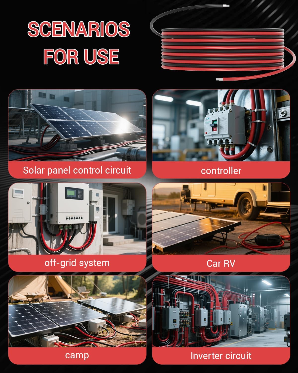 10AWG Solar Extension Cable 70FT, Solar Panel Wire, 10 Gauge Tinned Copper PV Wire with Waterproof Female and Male Connector for Home Marine RV Solar Photovoltaic Systems