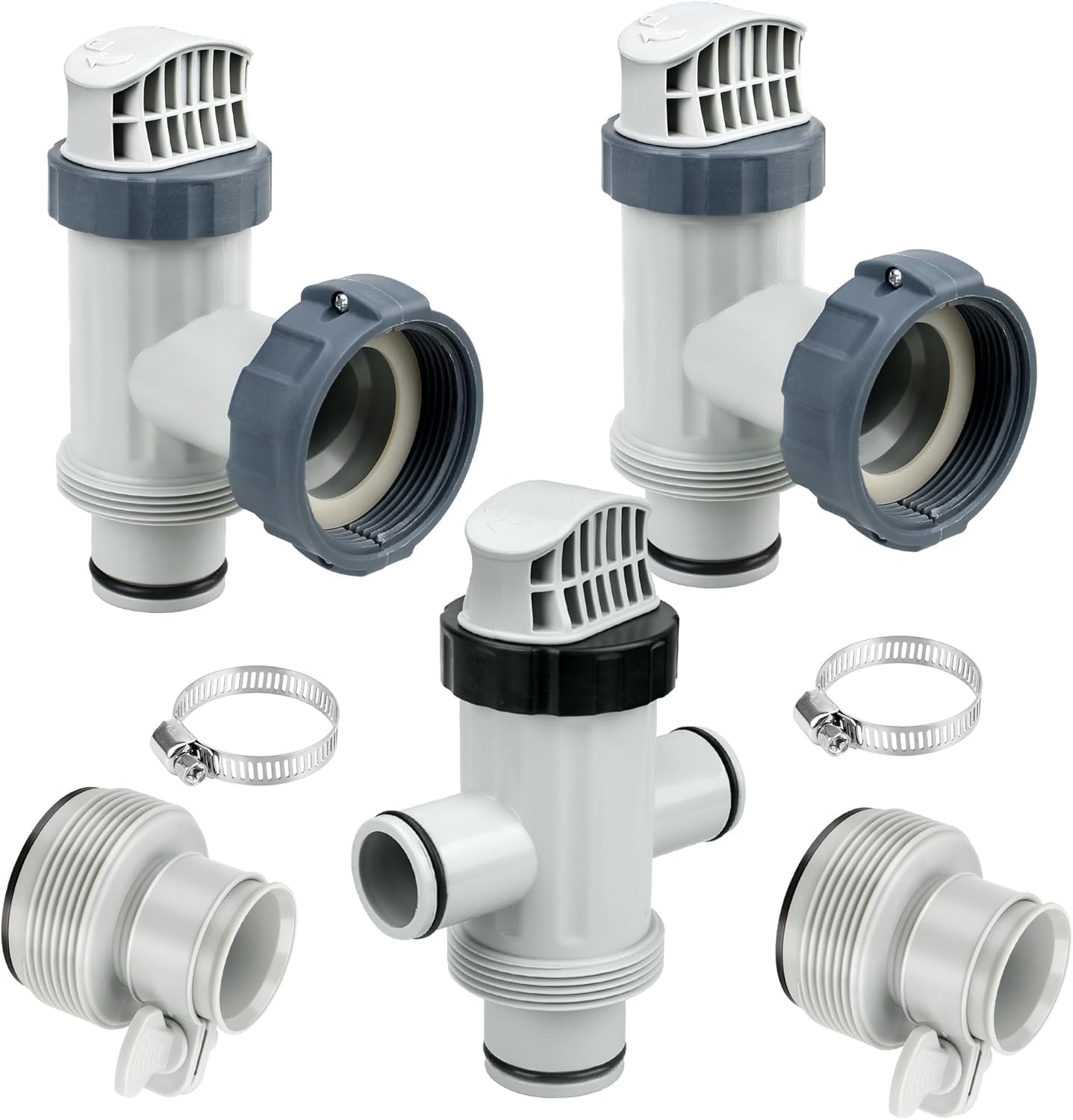 Above Ground Plunger Valves with Pool Hose Adapter B for Intex Above Ground Pool and Pump Pool Parts and Accessories On/Off Plunger Valve 25009 Hose Conversion Adapter 1 1/4 to 1 1/2