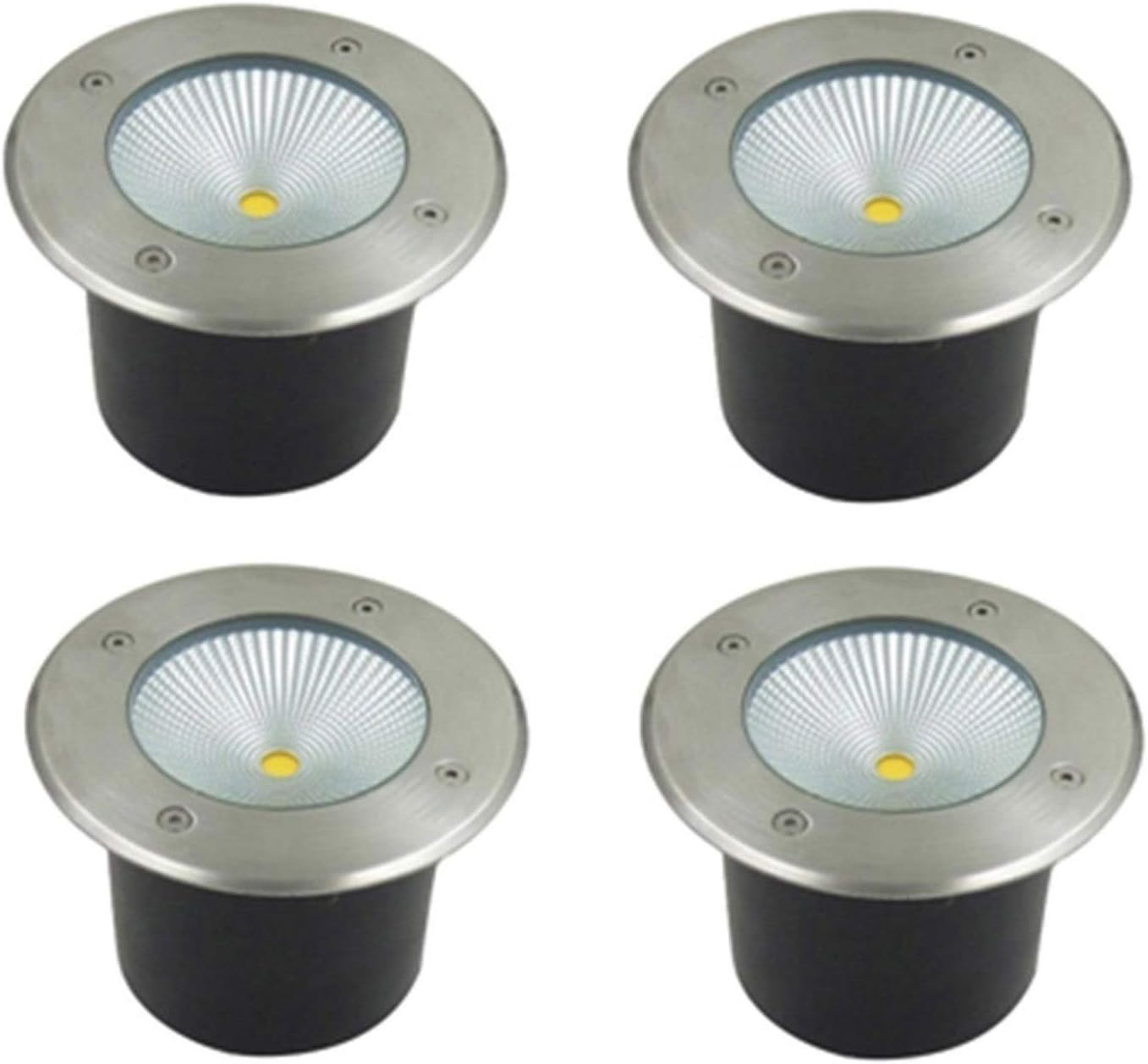 COB Ground Lights, Round Spotlight, IP67 Waterproof Floor Lamp for Garden, Driveway, Step, Patio, Decorative Light, AC85-265V, Pack of 4 (Color : White Light, Size : 50W)