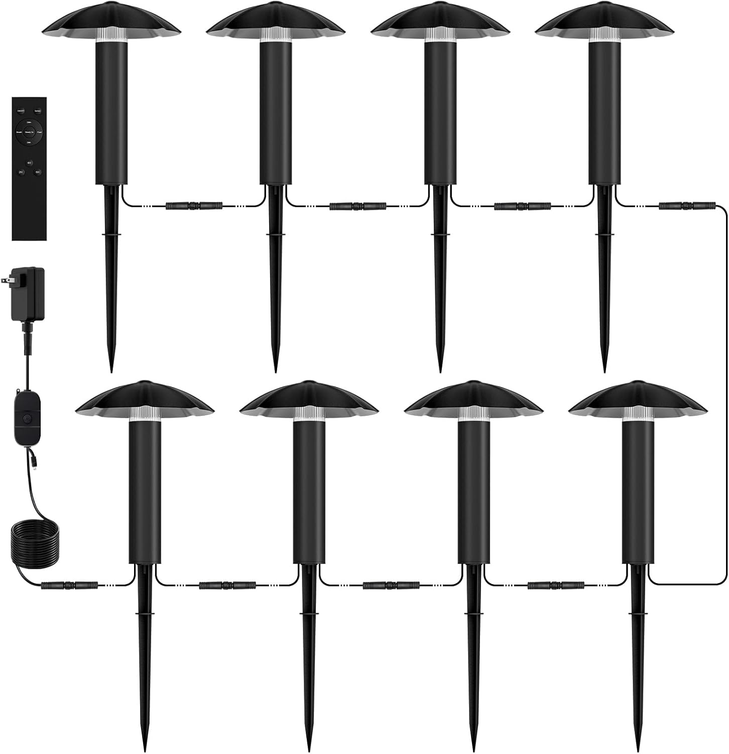 Low Voltage Landscape Lighting Kit: 8-Pack All-in-One-Set Easy Setup - Dusk to Dawn Auto On/Off &Timer - 3W Outdoor Waterproof Metal Pathway Lights for Garden Yard Walkway Driveway