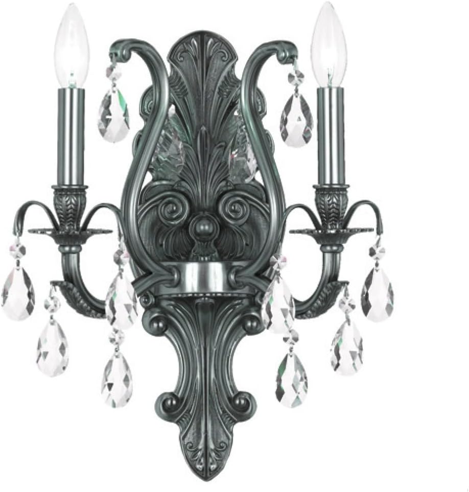 Dawson 2 Light Hand Cut Crystal Pewter Sconce