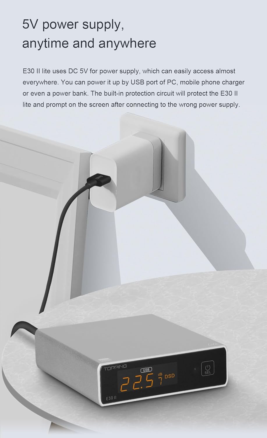 Topping E30II lite DAC Preamp - AK4493S Hi-Res XMOS XU208 DAC 32Bit/768kHz DSD512 DSD Direct Mode for USB/Coax/Opt Inputs RCA HiFi Stereo Digital Audio Decoder(Silver)