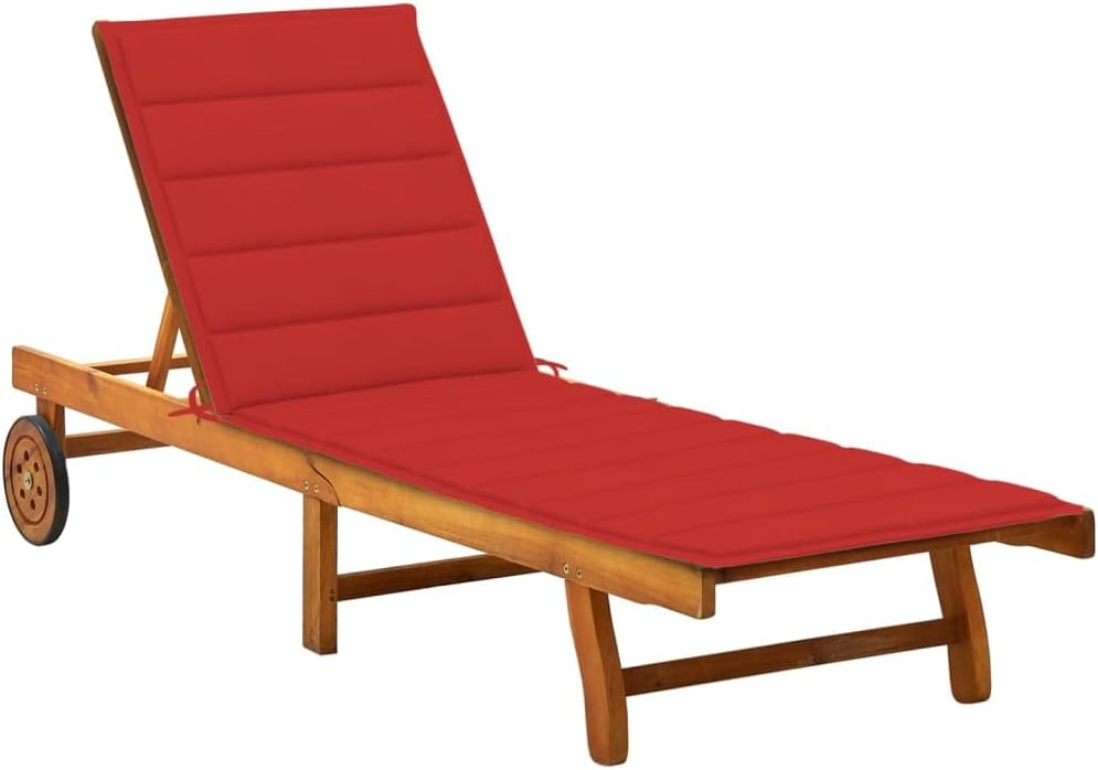 Patio Lounges Patio Sun Lounger with Cushion Solid Acacia Wood