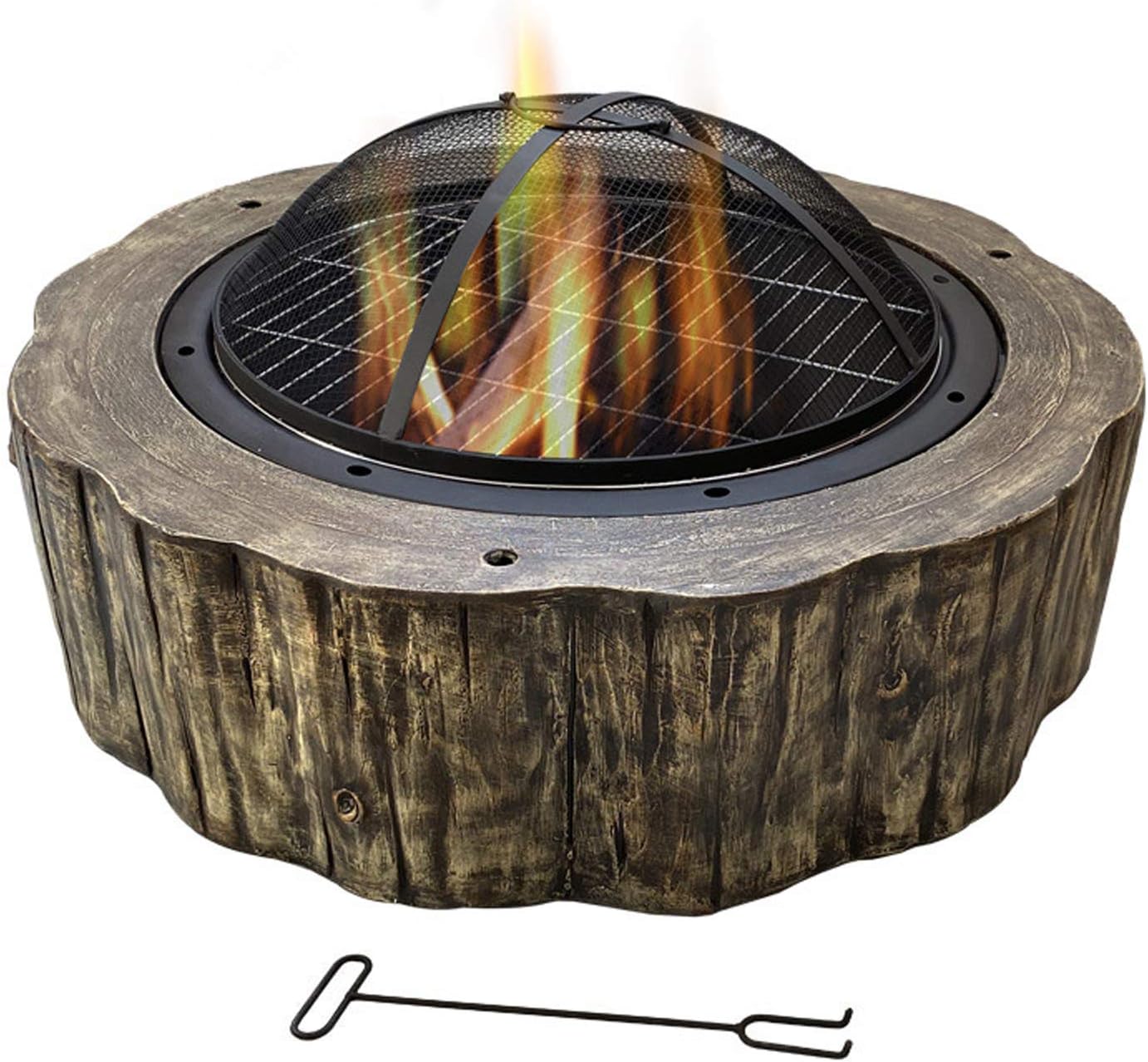 Fire Pits Bowls,for Garden Wood Burning BBQ with Grill and Lid Cast Iron Outdoor Firepit for Log Burning for Outside Patio Camping Waterproof 80cm