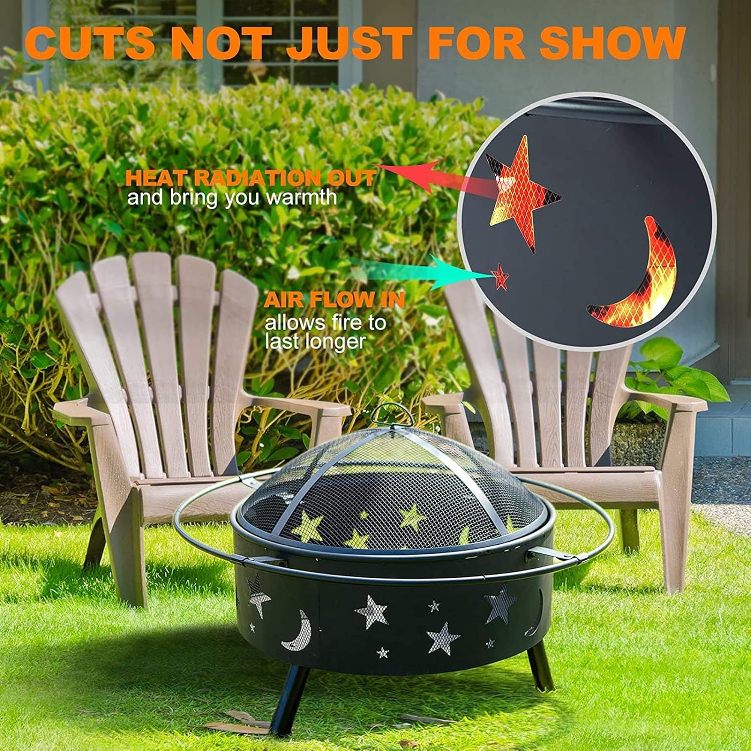 Fire Pits & Bowls, Outdoor Wood Burning Firepit, Portable Firepit w/Screen Cover & Grill Grate, Patio Heater for Garage Backyard Restaurant Garden