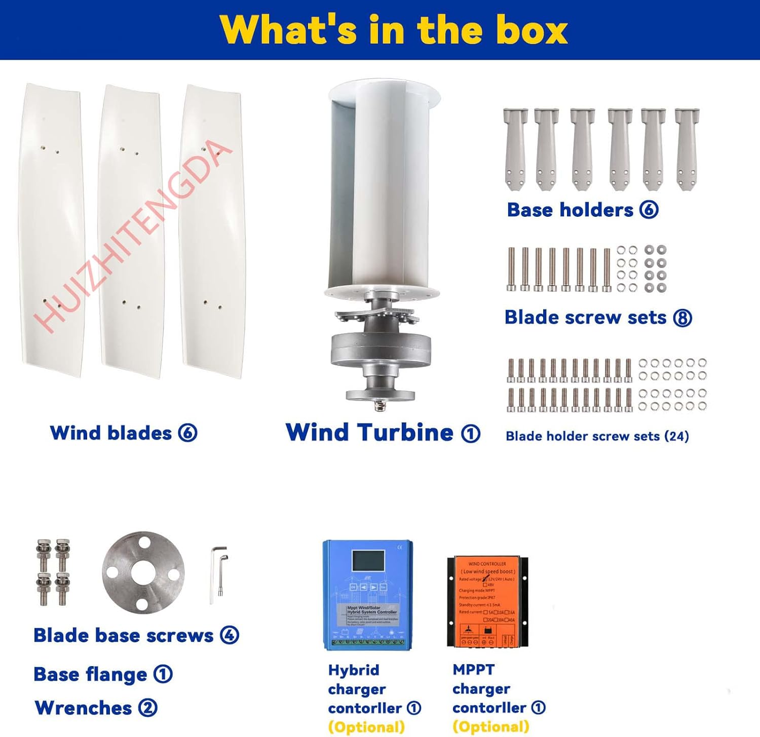 3-Blades Wind Turbine Generator Kit,5000W 12V-220V Vertical Axis Wind Generator with Charge Controller Windmill, Suited for Cabins Or Mobile Houses (White)