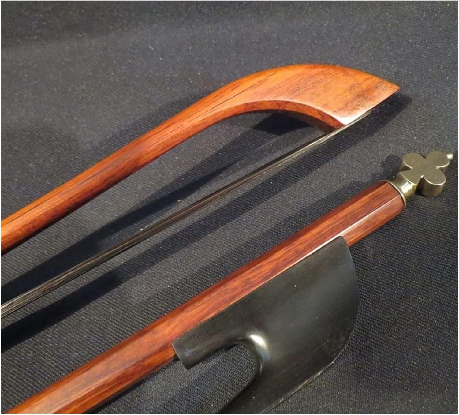 TSTS Black Horsehair Letterwood 3/4 Bass Bow Brass Screws Full Size Violin Bow