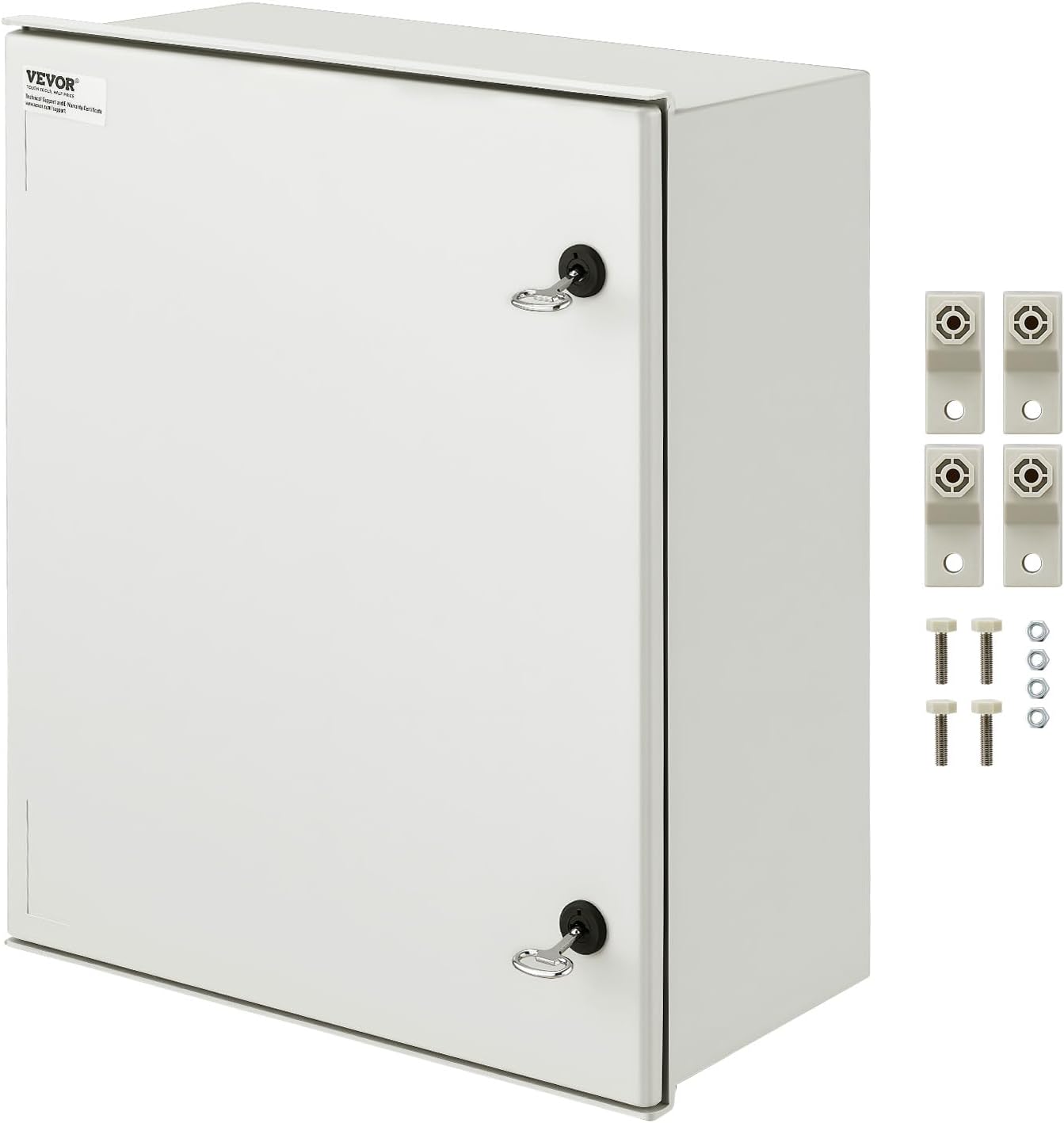 VEVOR Fiberglass Enclosure 19.7 x 15.7 x7.9 Electrical Enclosure Box NEMA 3X Electronic Equipment Enclosure Box IP65 Weatherproof Wall-Mounted Electrical Enclosure with Hinges & Quarter-Turn Latches