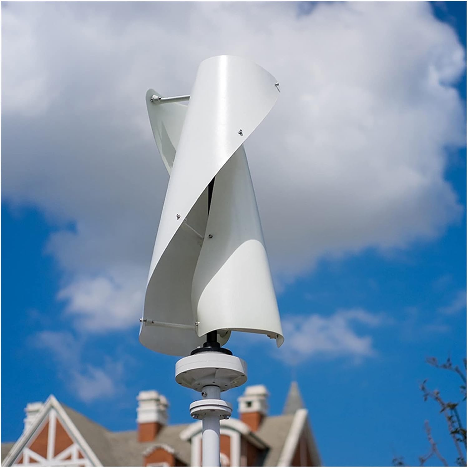 Wind Turbine 400w/600w VAWT Vertical Wind Turbine Generator 12v/24v Optional Spiral 3 Colours Generator With MPPT Charge Controller For Home (Color : White, Size : 12_600W), 32904304351