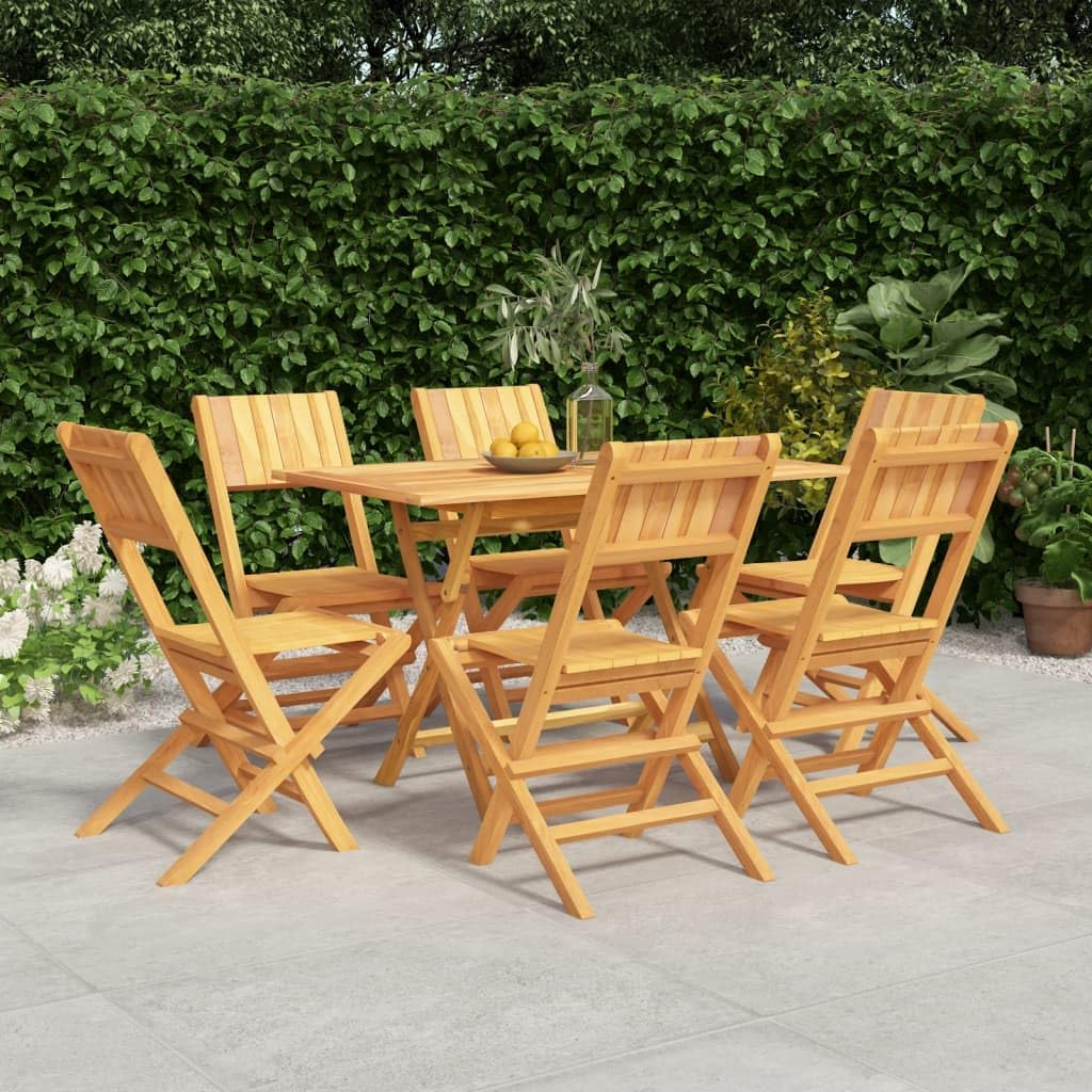 Furniture Sets 7 Piece Patio Dining Set Solid Wood Teak,Solid Teak Wood Patio Dining Set with Foldable Chairs for Outdoor Comfort Garden Conversation Sets