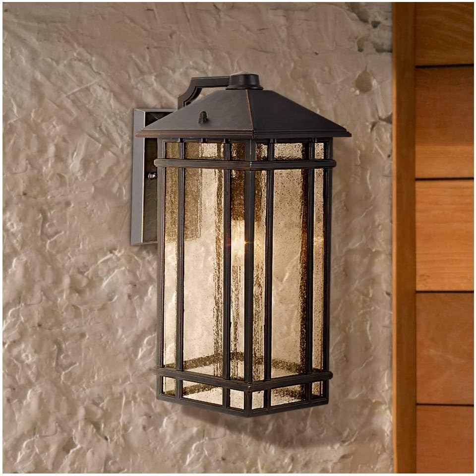 Kathy Ireland Sierra Craftsman Art Deco Outdoor Wall Light Fixture Rubbed Bronze Brown Steel 16 1/2