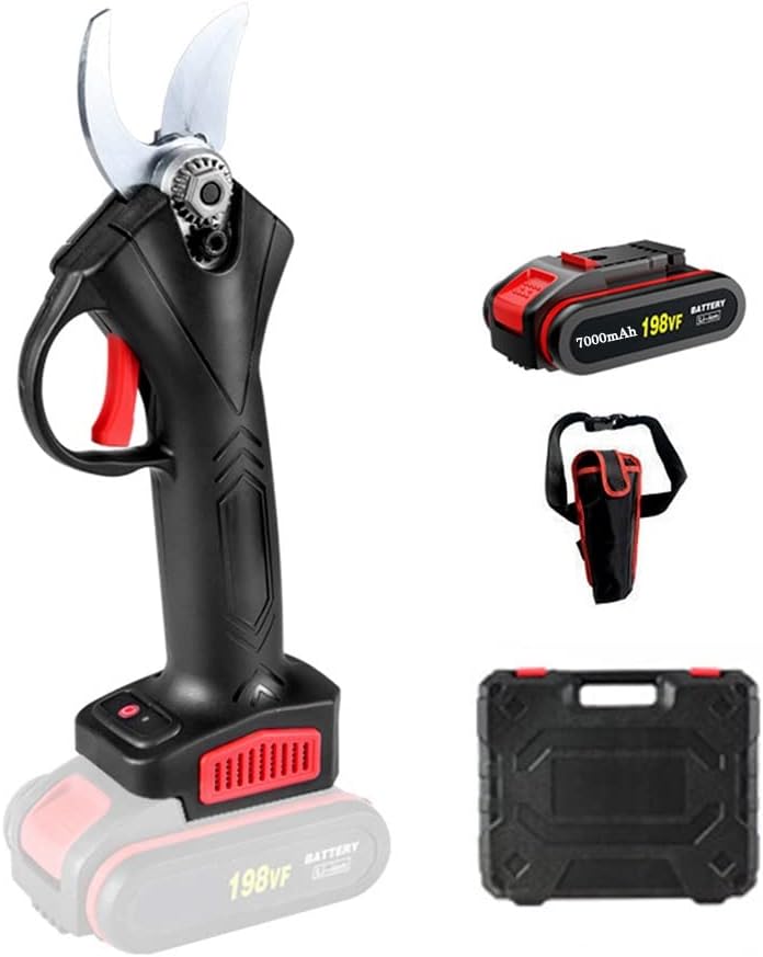 Cordless Electric Pruning Shears, Battery Powered Garden Tree Trimmer with Brushless Motor, 30mm Cutting Diameter, LCD Power Display (Color : Regular, Battery *1 : Battery x1)