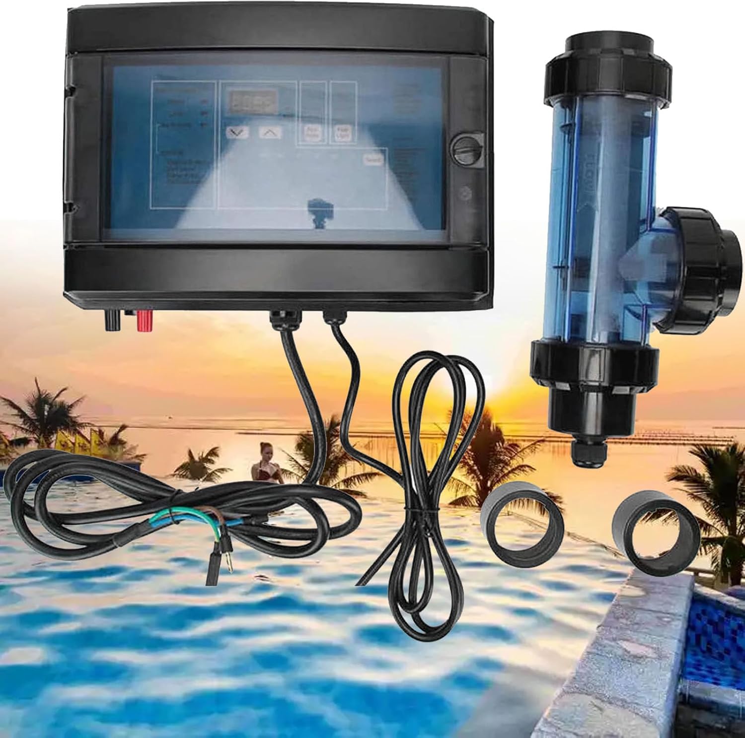 Salt Chlorine Generator,Saltwater Chlorinator,10g/H-50g/H Automatic Cleaning Salt Water Pool Chlorine Generator System, Pool Chlorine Generator Chlorinator for SPA Swimming Pool,30g/h