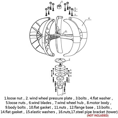 LiuSj JUnSt 8000W White Turbine Wind Turbine Generator Kit, 5 Blades Lantern Vertical Axis Wind Turbine Generator with Controller,24v