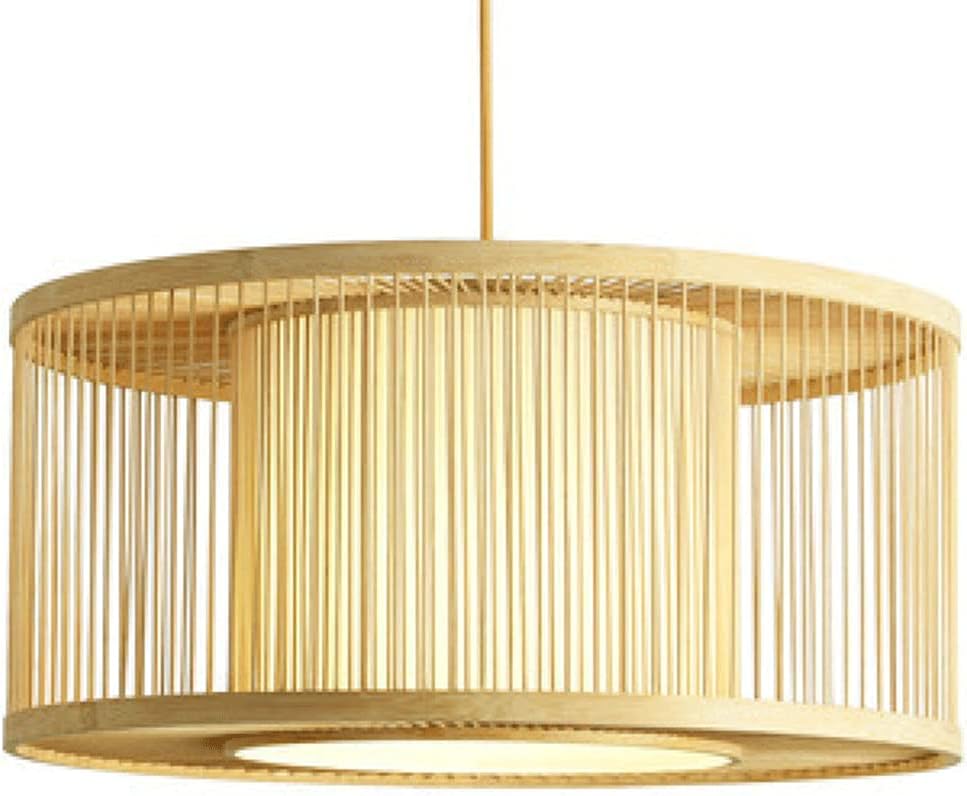 RCIDOS Cylindrical Bamboo Pendant Light Weave Pendant Lighting Fixture Art Natural Rattan Wicker Ceiling Chandelier Lamp 1-Light Home Decor Suspensiom Lamp for Pastoral Style Farmhouse Kitchen Island
