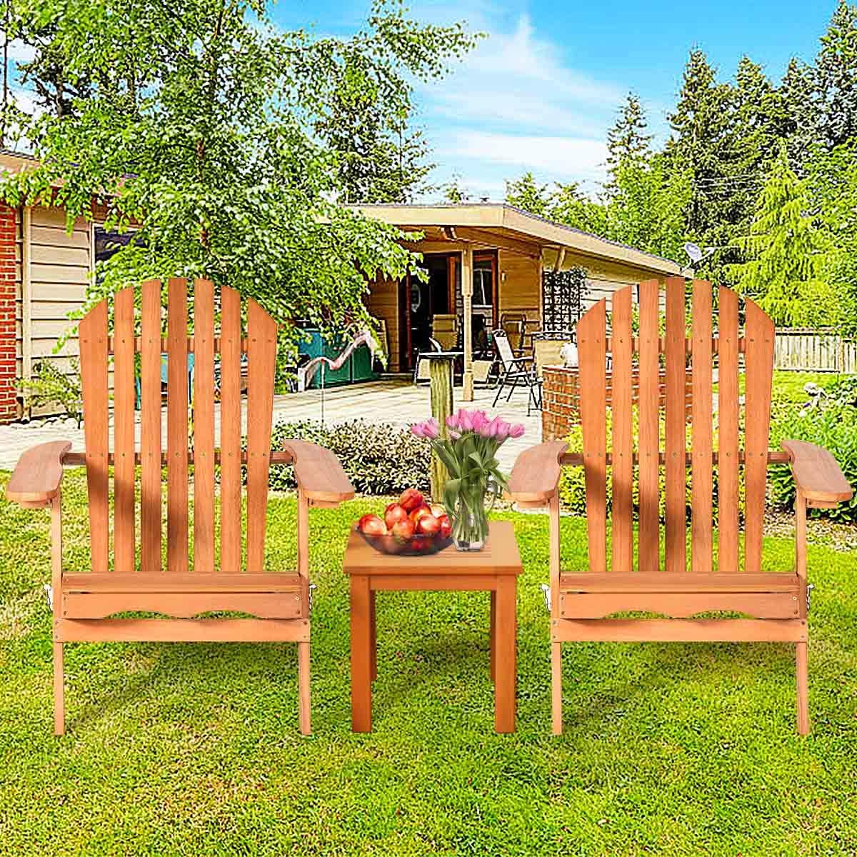 Giantex Wooden Adirondack Chair Set of 4 Outdoor Lounger Chair, Folding Adirondack Chairs 400 lbs Weight Capacity for Patio, Garden, Deck, Porch, Lawn, Oversized Backyard Seating Fire Pit Chairs