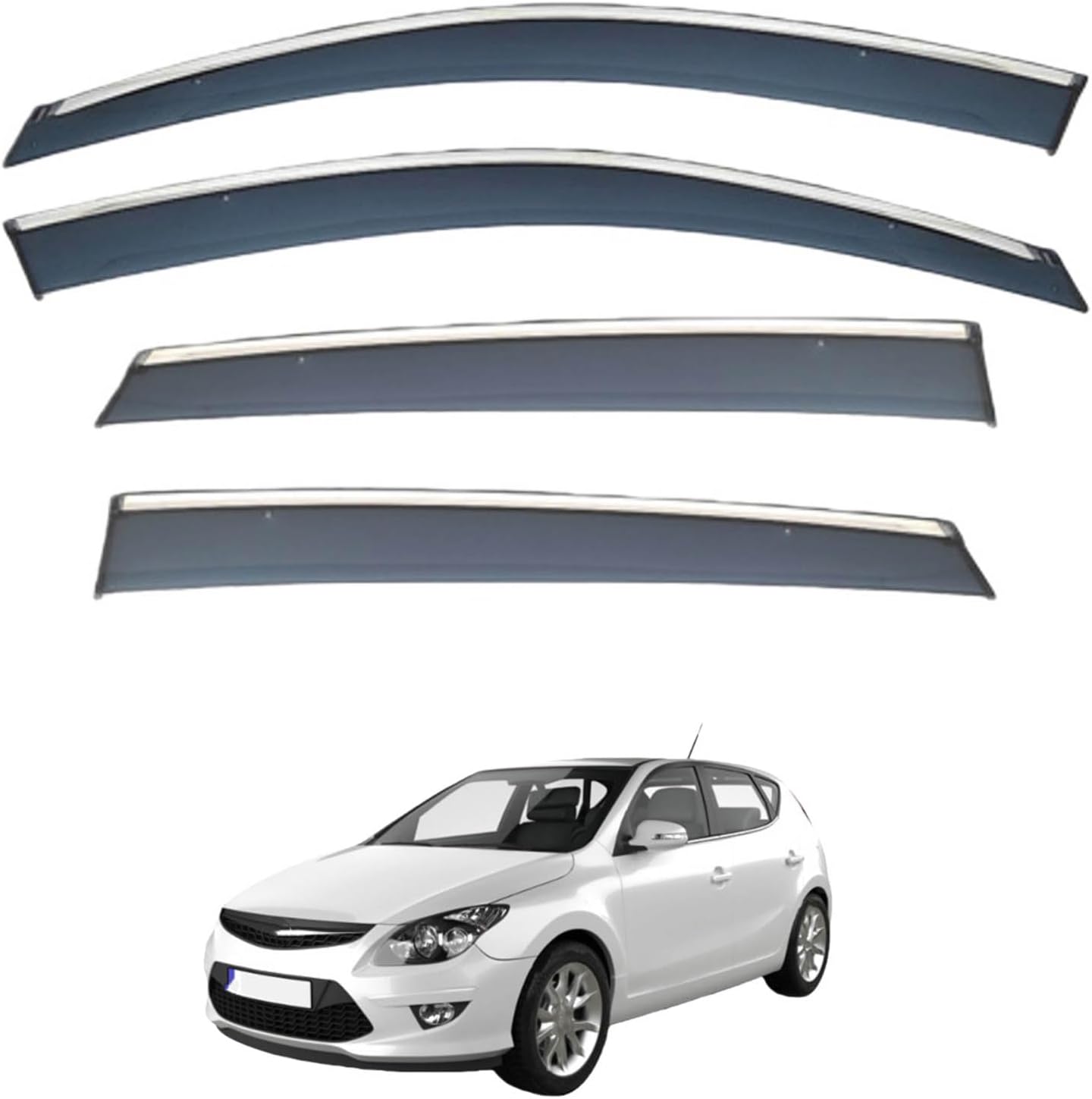 Window Deflectors for Hyundai I30 MK1-FD 2007-2012, Sun Rain Guard Window Visors Vent Shades with Bright Stripes Car Accessories