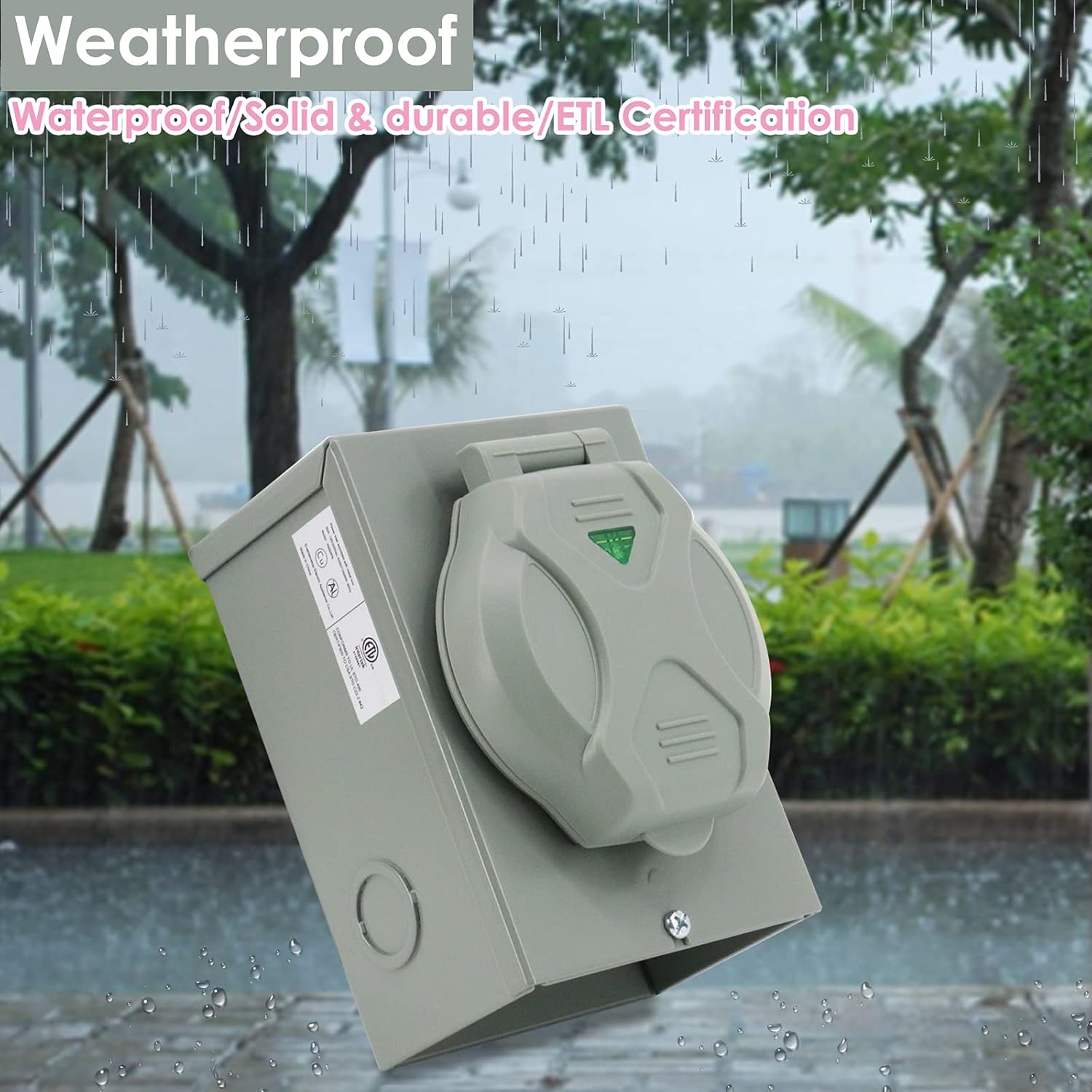 Finderomend 50 Amp Generator Inlet Box,125/250 Volt,NEMA SS 2-50P Power Inlet Box for 3 Prong Generator Cord Receptacle Transfer Switches,12500 Watts,Weatherproof for Outdoor Use, ETL Listed