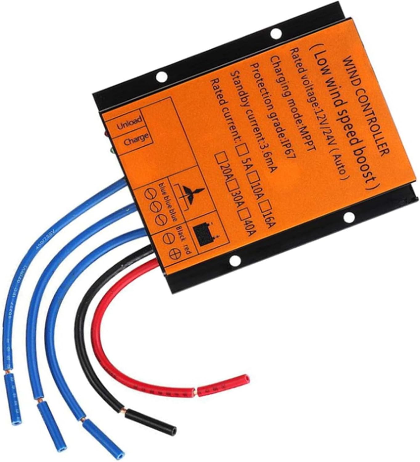 12000W Waterproof Wind Turbine Generator Controller, DC12V 24V 48V Battery Charge Controller Regulator for Wind Power Generation System (Orange)