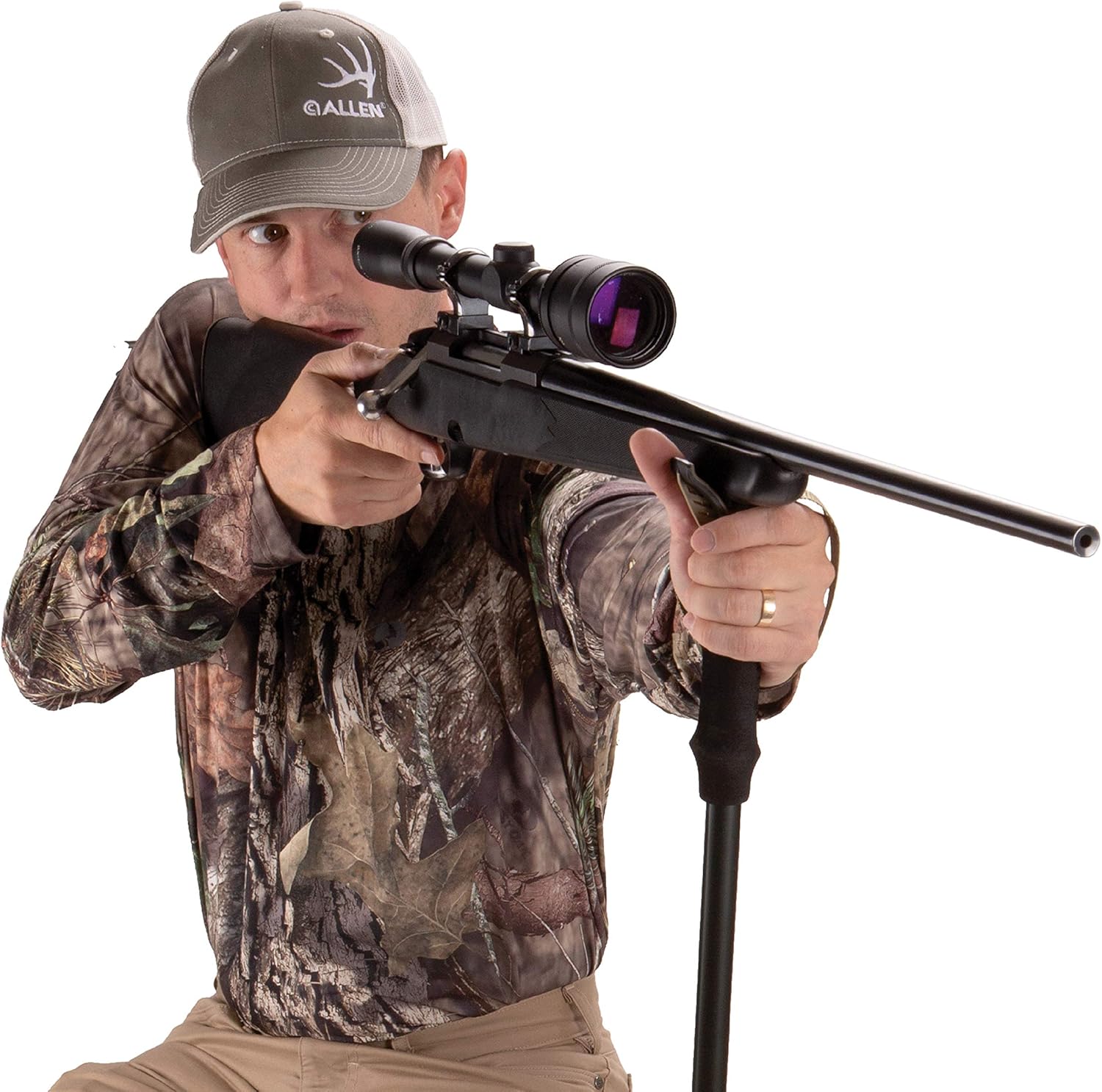 Barronett Ground Gobbler Low Profile Hunting Chair and Allen Shooting Stick - Versatile 300lb Capacity and Adjustable Height Hunting Accessories