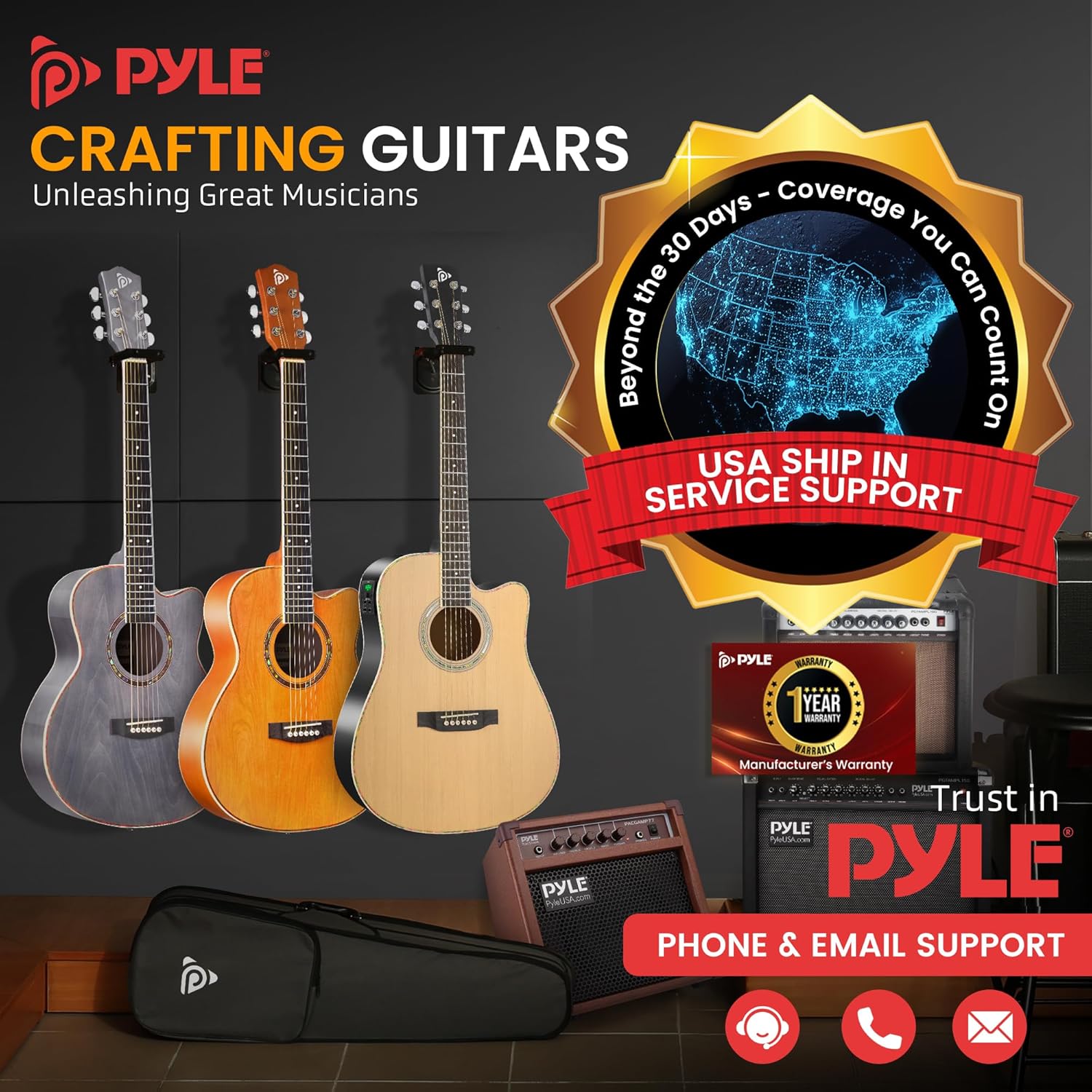 Pyle Cutaway Acoustic Electric Guitar and Amp Kit, 4/4 Full Size Spruce Wood Body with 10W Amplifier, Gig Bag, Strap, Extra Steel Strings, Picks, Cable, for Beginners and Adults, Natural