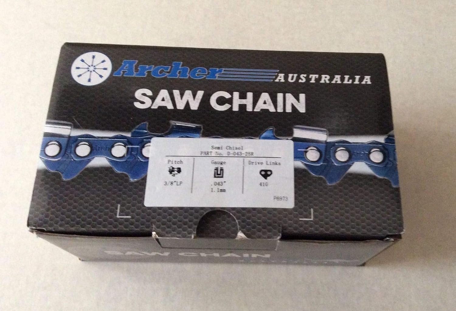 Archer Chainsaw Chain 25ft Roll 3/8LP .043 Semi-Chisel