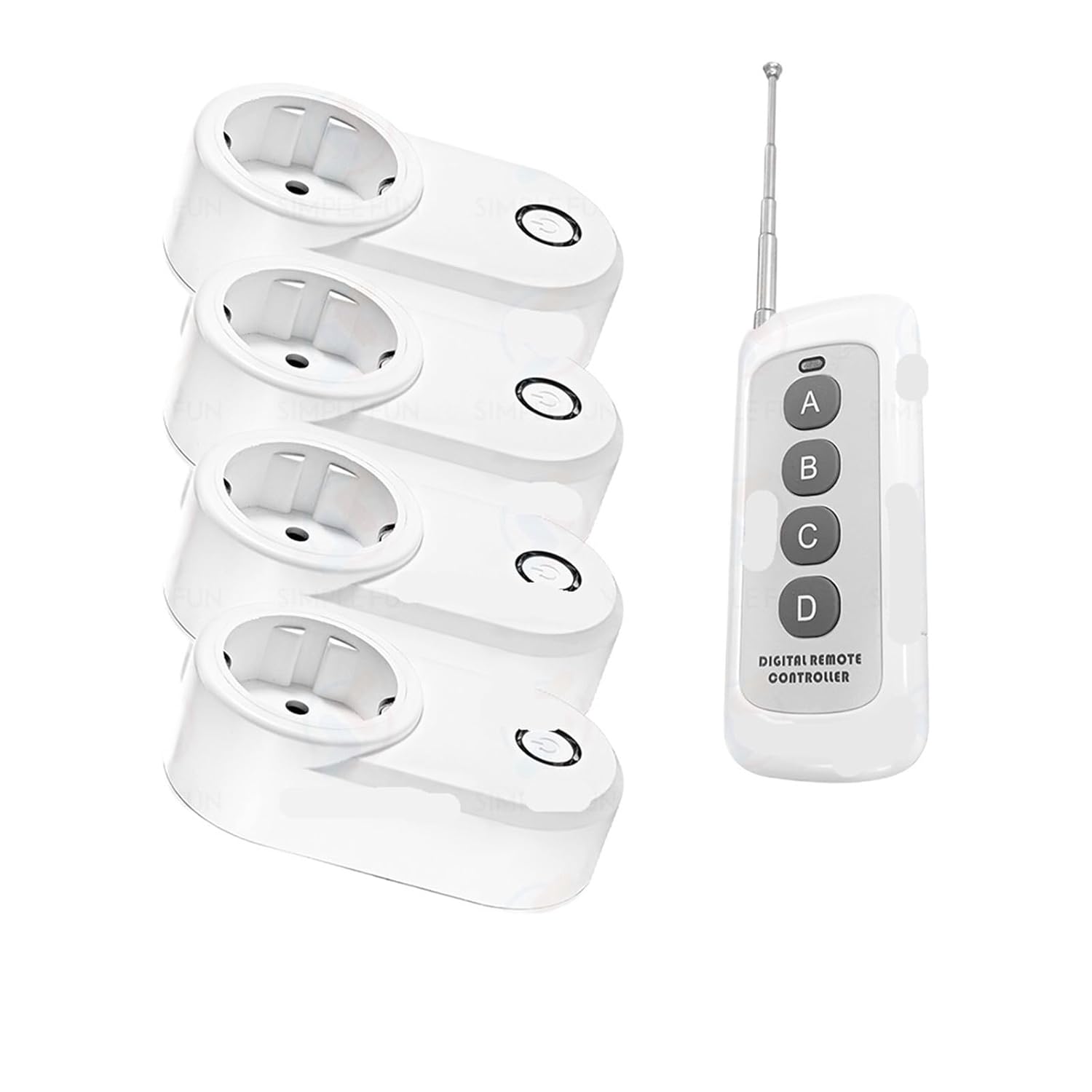 Remote Control Socket 500 Meters, 15A 220V for Light Fan Switch(4socket 1remote)