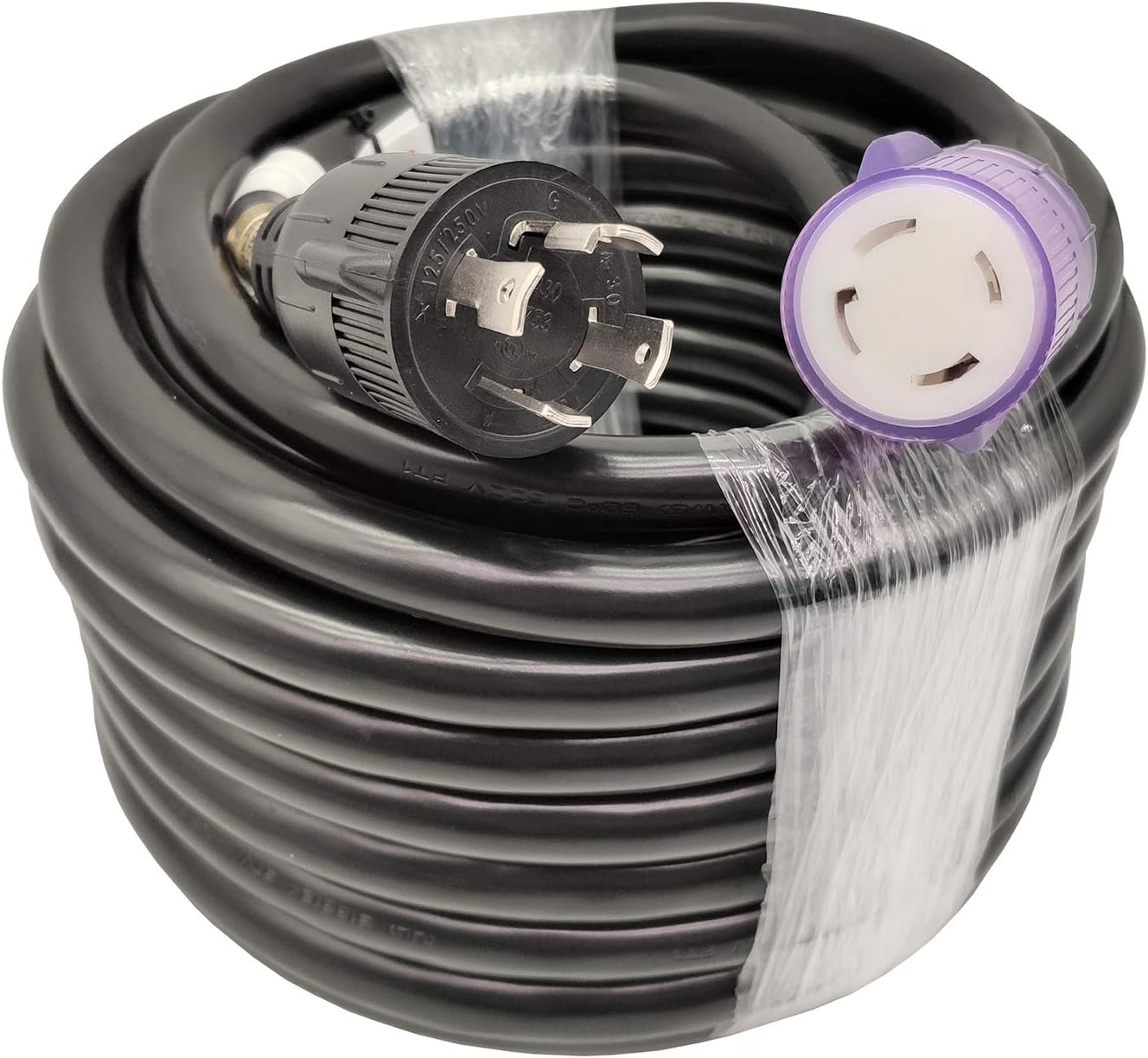 Parkworld UL Listed 30amp 4 Prong Generator Transfer Switch Extension Cord, NEMA L14-30P to L14-30R Female with Lighted. (50 Feet)