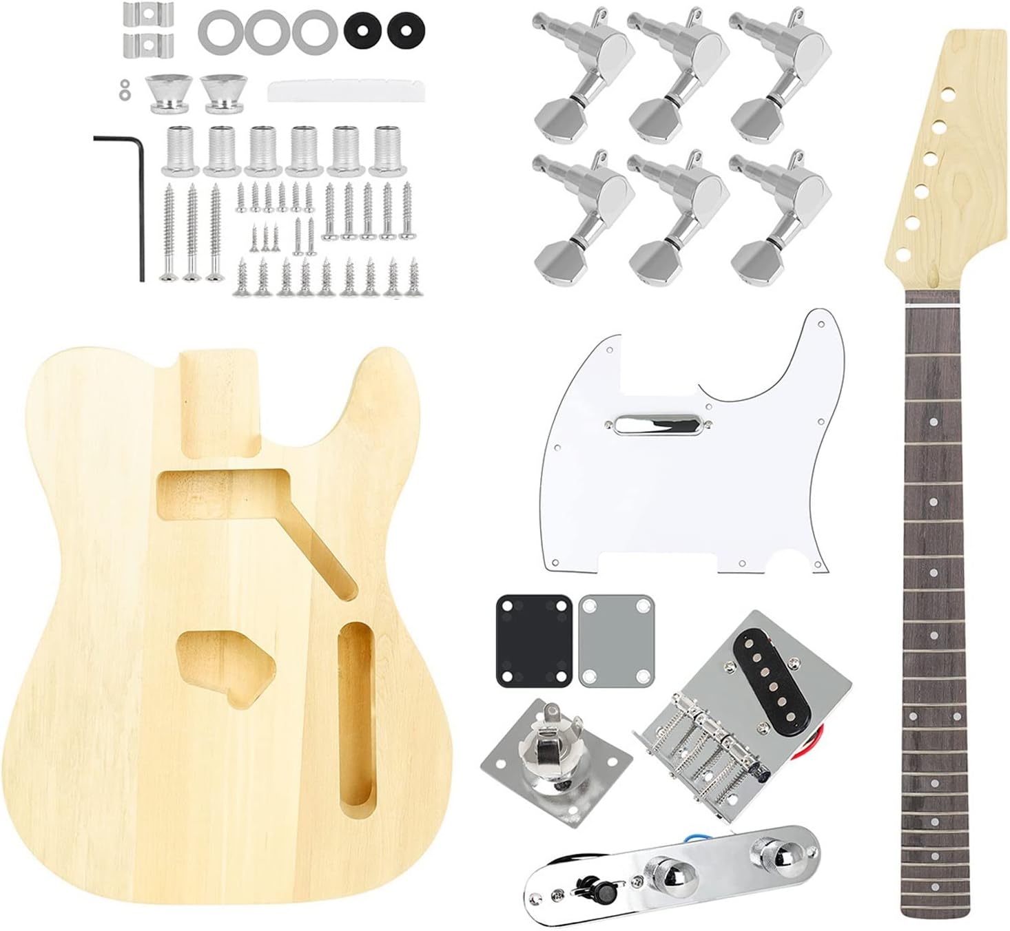 TSTS Semi-Finished Electric Guitar DIY Electric Guitar Set Hand-Assembled Guitar Beginners Play Guitar Unfinished Electric Guitar Kit