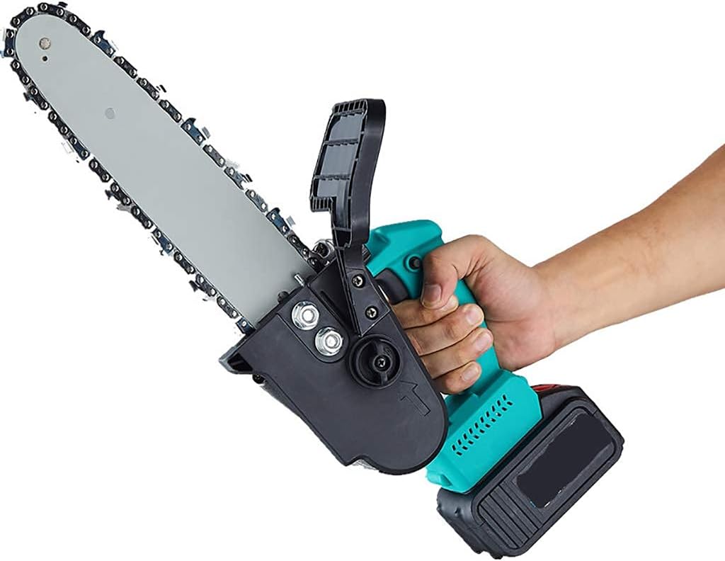 Cordless Chainsaw 10 Inch Guide Plate Length, 1500mAh Battery, with Protective Baffle, Used for Cutting Branches and Wood, Mini Chainsaw Battery Powered