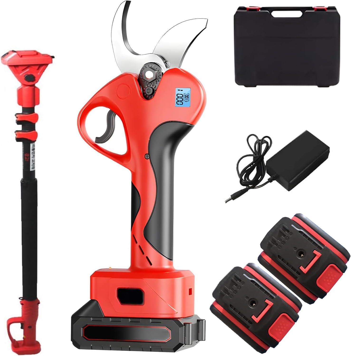 Professional Cordless Electric Pruning Shears, 40mm Cutting Diameter, 21v Battery Powered Tree Branch Cutter, With Digital Display & Backup Battery, For Treetop Pruning (SC-004)