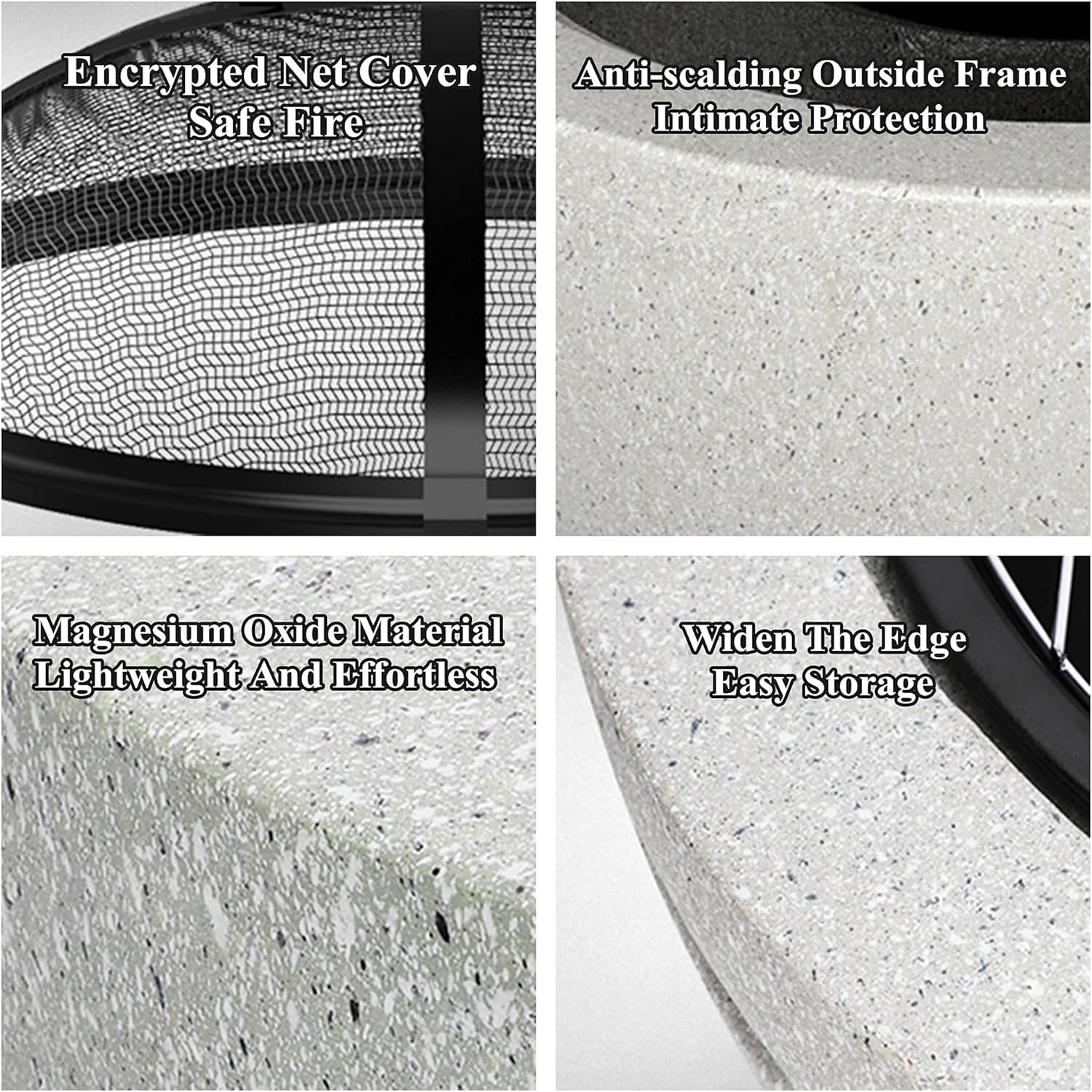 Lightweight Round Fire Pit, Outdoor Brazier, Patio Wood Burning Firepit, w/Mesh Cover Cooking Grill Poker, for Camping Picnic Bonfire Backyard