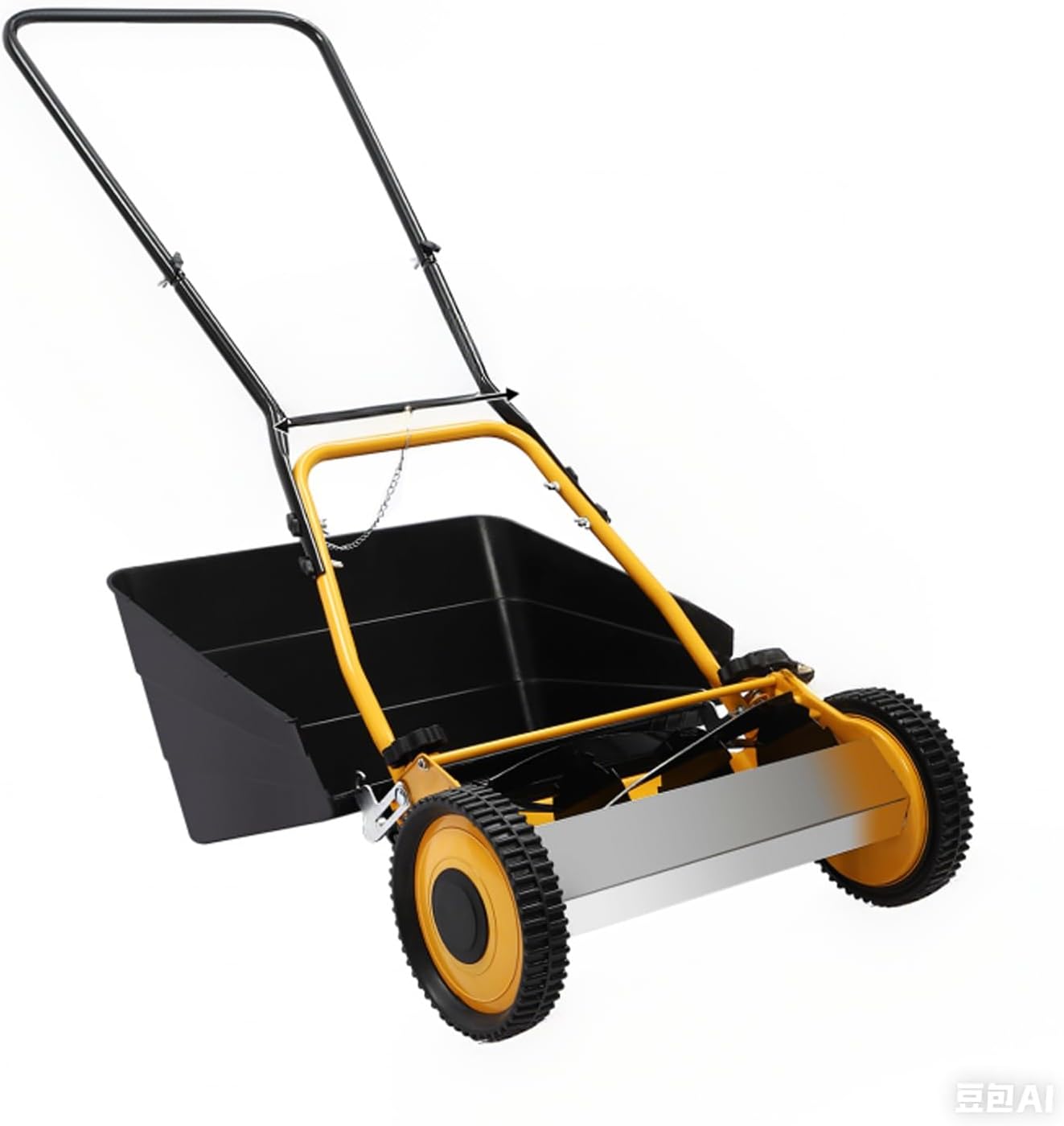 14-Inch Manual Push Reel Lawn Mower, 4-Blade Steel Cutter & Adjustable Height 0.47-1.65 Inches, Hand Push Lawn Mower for Small Yards, Includes Grass Catcher, No Gas No Electric