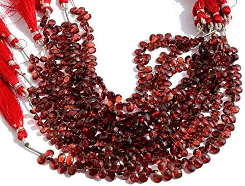 13 inch natural beads strand of 6x4-7x5mm faceted pear mozambique garnet gemstone briolletes beads for DIY jewelry - necklace, bracelet, earring, ring.
