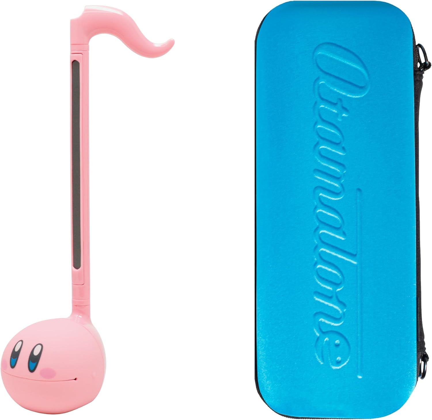 Otamatone Regular [Kirby] and Matte Case [Blue] Bundle Japanese Electronic Musical Instrument Portable Music Synthesizer from Japan Maywa Denki Award Educational Fun Gift for Children Teen Adult