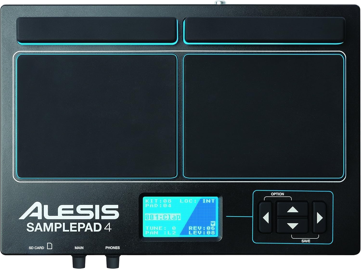 Alesis Sample Pad 4 - Compact Percussion and Sample Triggering Instrument with 4 Velocity Sensitive Pads, 25 Drum Sounds and SD/SDHC Card Slot