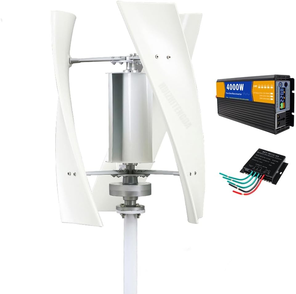 Vertical Home Wind Turbine Complete Set 4000W 48V 24V 12V with MPPT Controller Portable New Energy Wind Turbine Generator for Residential Use(220V)