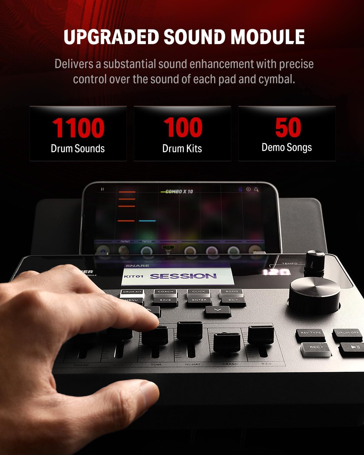 Donner Electric Drum Amp 200W, Peak Power 1000-Watt Wireless Professional & Donner Electric Drum Set, DED-300 Pro Electronic Drum Kit Quiet with Triple Zone Ride