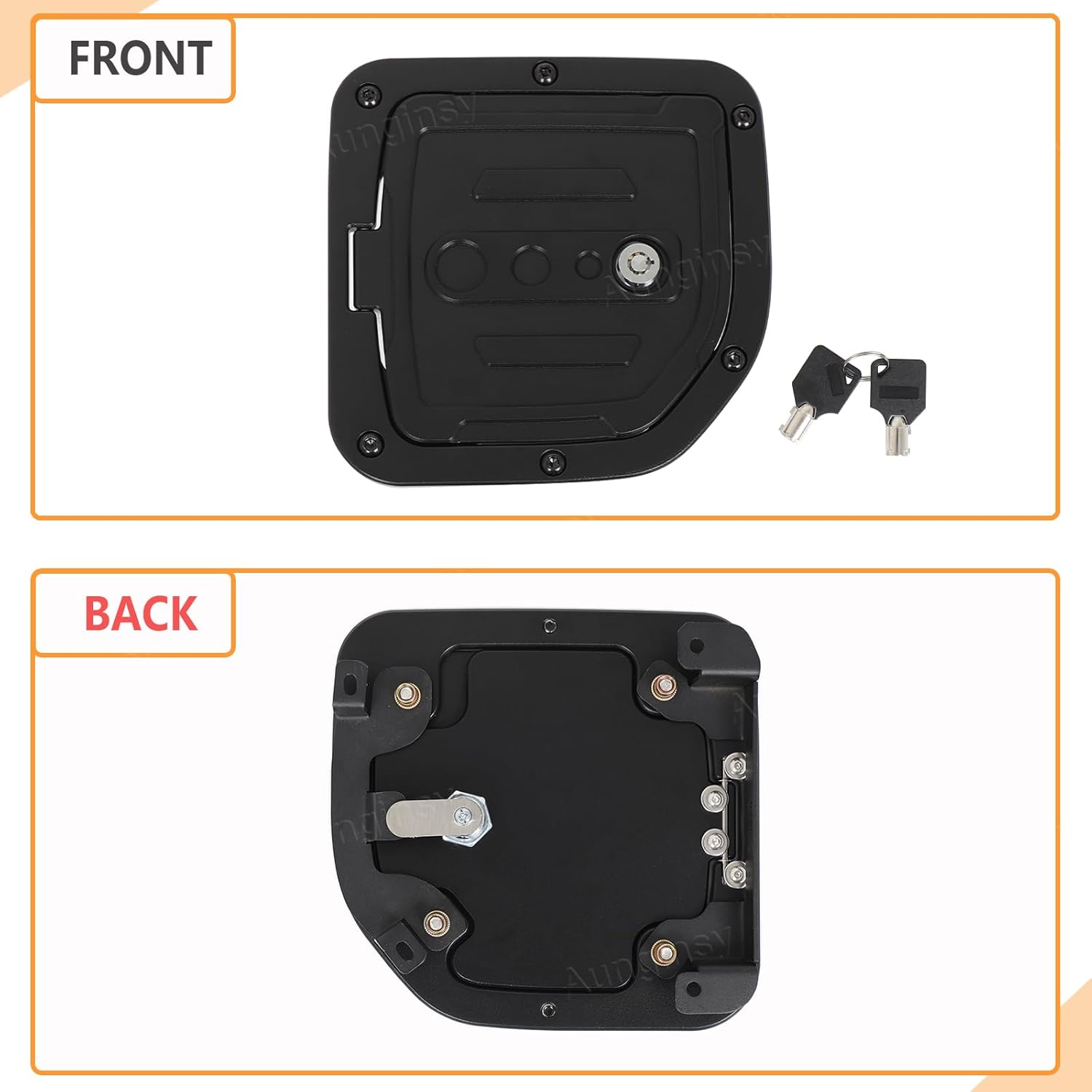 Car Fuel Tank Cap Replacement Anti-theft Lock Cap Compatible with Nissan Frontier 2009-2017 Accessories, Car Door Gas Caps Tank Trim Cover Fuel Filler Protector with Key/Lock, Only Fit 2-Door Version