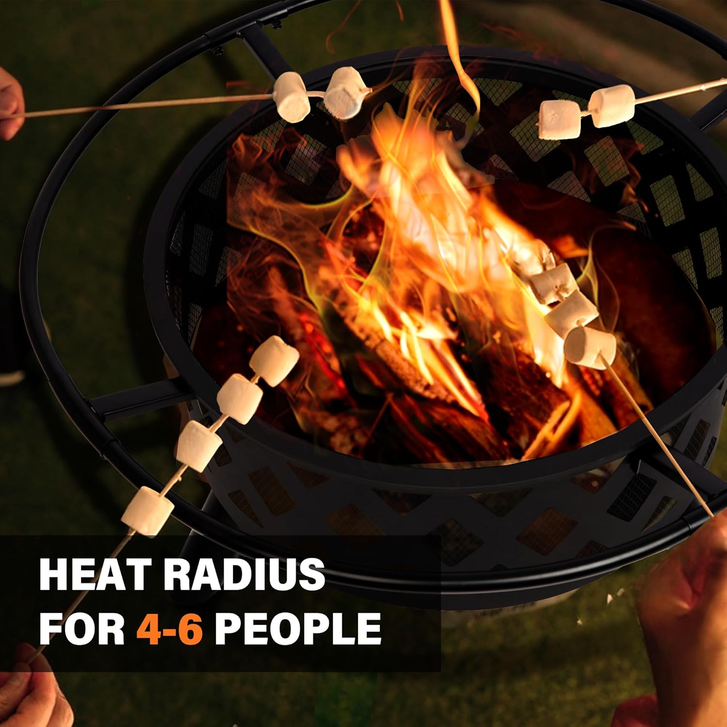 Bestier 30 inch Crossweave Outdoor Fire Pit - Wood Burning Fire Pit for Outside with Spark Screen, Poker and Round Cover