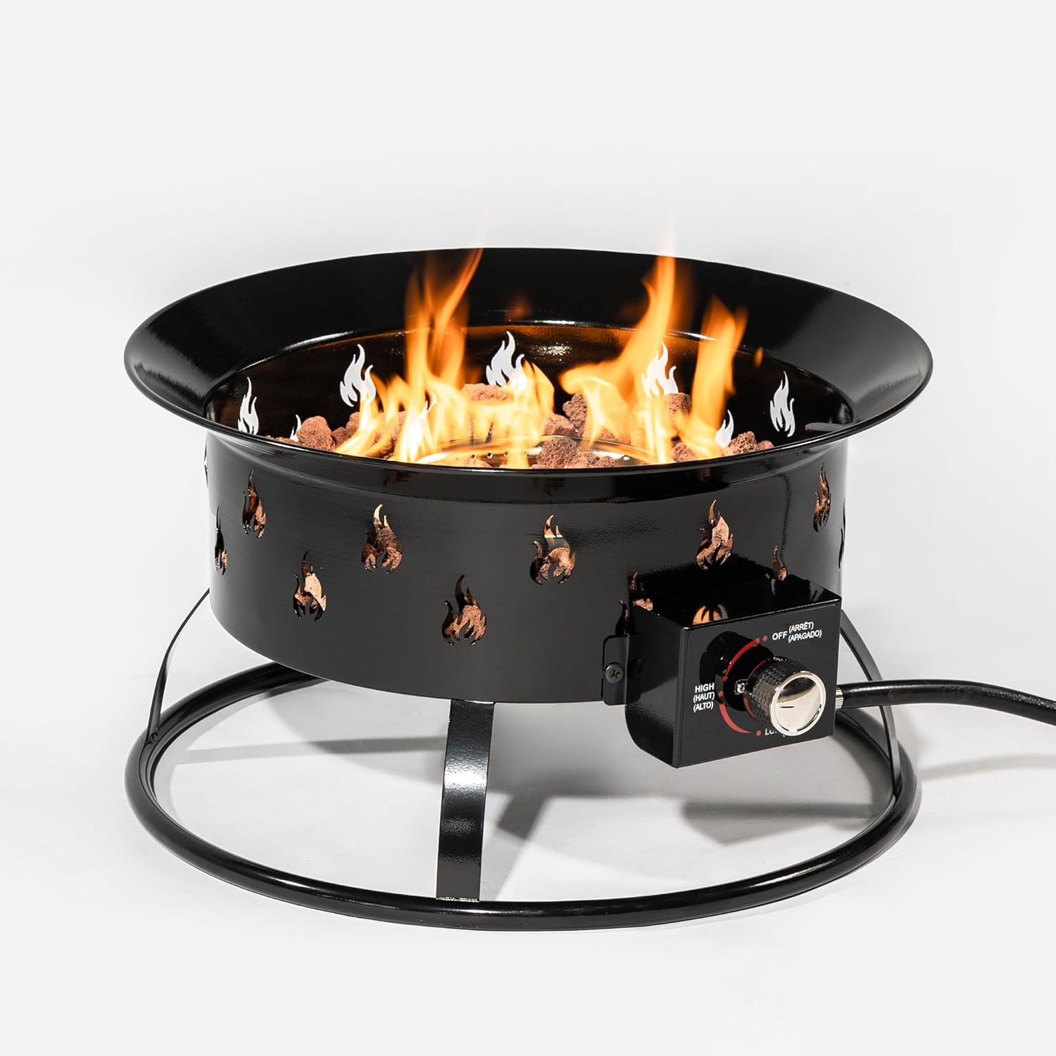 Propane Fire Pit, Gas Fire Pit, Portable Fire Pit Outdoor, Firebowl 19 Inch Diameter for Outside Patio Camping, 58,000 BTU with Lid and Carry Bag, Black