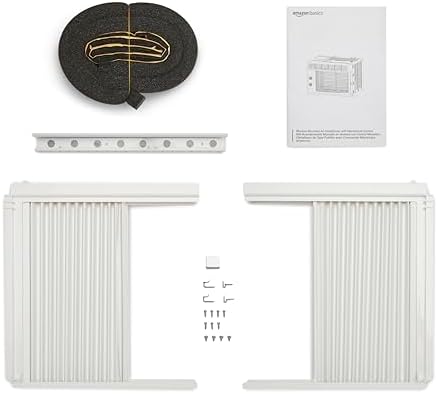 Amazon Basics 5000-BTU Small Window Air Conditioner, Up to 150 Sqf, Window AC Units with Cool and Fan Functions, Washable Filter, Adjustable Window Kit, Intuitive Mechanical Controls, White