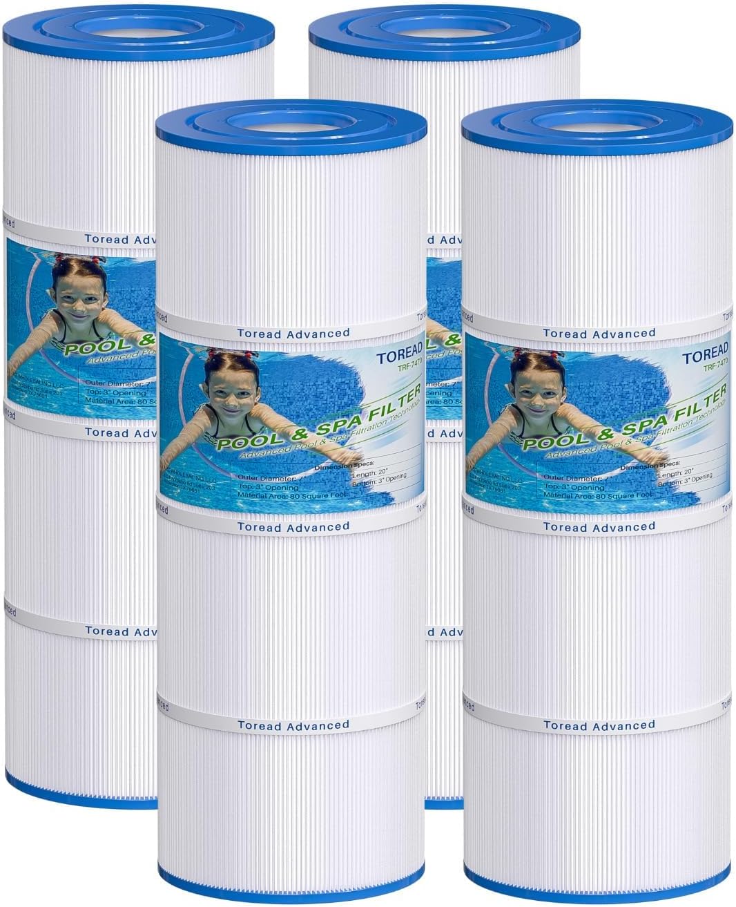 TOREAD PCC80 Pool Filter Replaces Pentair CCP320, Unicel C-7470, Ultral-A5, R173573, Filbur FC-1976, Clean and Clear Plus 320,4 X 80 sq. ft. L x OD:20 1/16