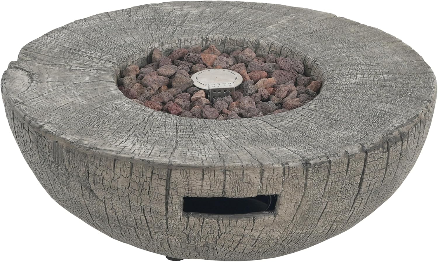 28 Inch Light Gray Propane Fire Pit Table, 30,000 BTU Outdoor Fire Pit for Patio with Lava Rocks, Round Portable Gas Fire Pits for Outside Backyard Garden Deck Use, Only Table (Cover Not Provided)