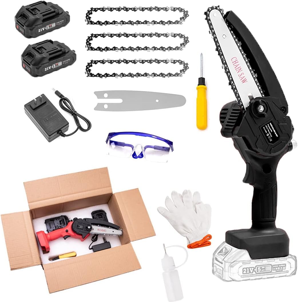 Mini Chainsaw,6 Inch Cordless Chainsaw,with Battery and Charger,Mini Chain Saw,Cordless Battery Power, Portable Electric Chainsaw, Suitable for Gardening, Wood, Outdoor Camping