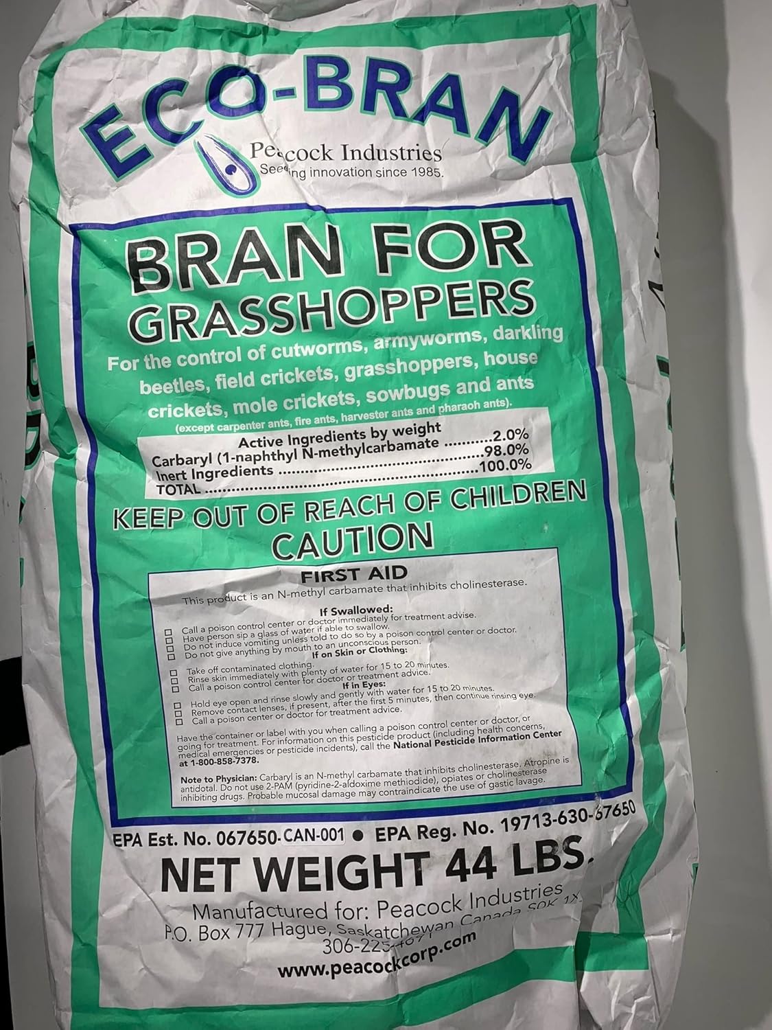 Eco Bran Grasshopper Bait 44lb by Peacock